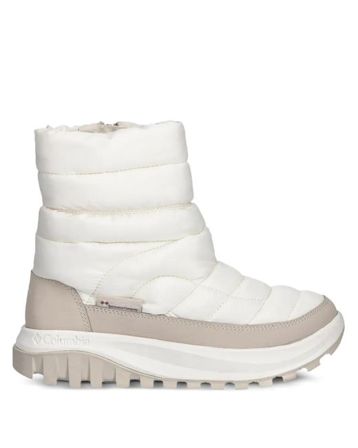 Columbia White Snowtrot Quilted Zip-Fastening Boots
