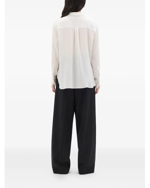 Another Tomorrow White Silk French-Cuff Shirt