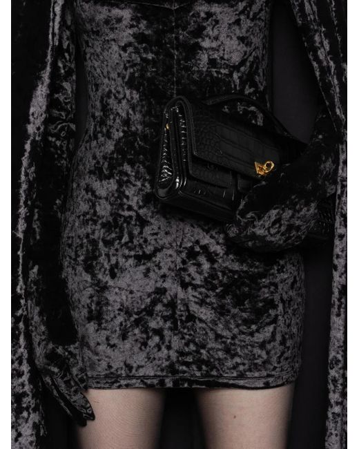 CHRISTIAN BOARO Black Velvet Long-Sleeve Gloves Dress