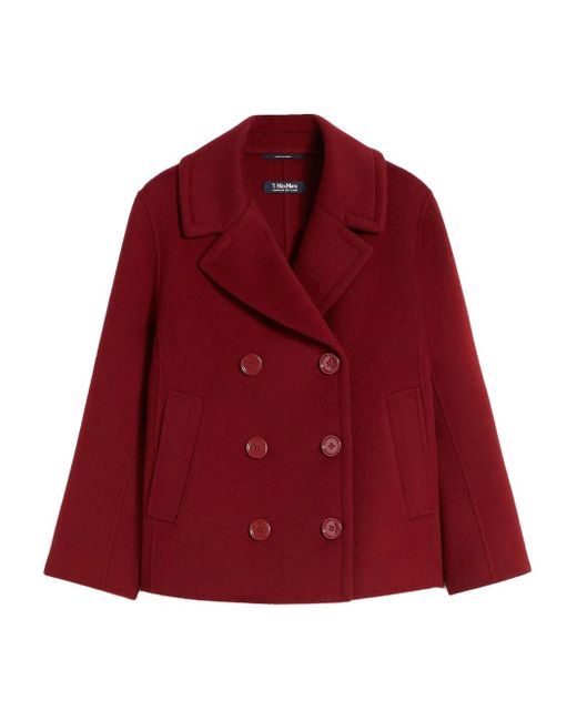 Max Mara Red Elise Double-Breasted Wool Jacket