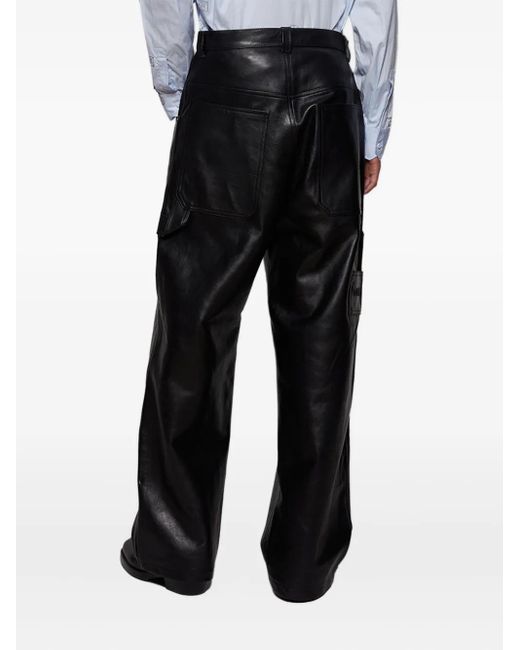 Vetements Black Leather Wide-Leg Trousers for men