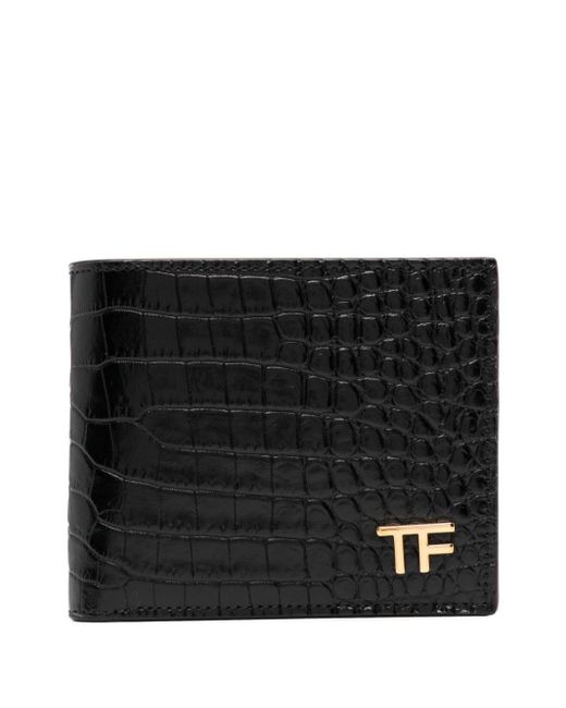 Tom Ford Black Crocodile-effect Leather Wallet for men