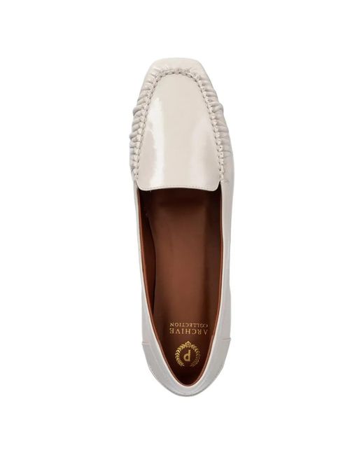 Pollini White Mocassins Uptown À Détails De Coutures