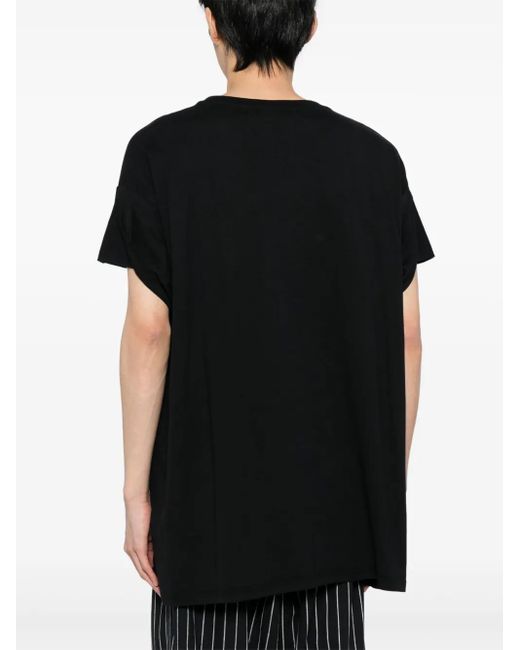 Marina Yee Black Draped-Detail Cotton T-Shirt for men