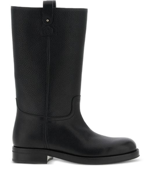 Church's Black Hammered Leather Round-Toe Boots