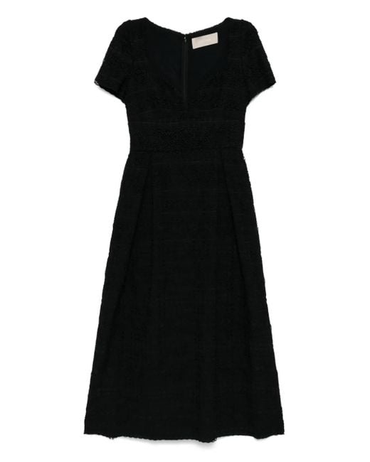 Elie Saab マクラメ ミディドレス Black
