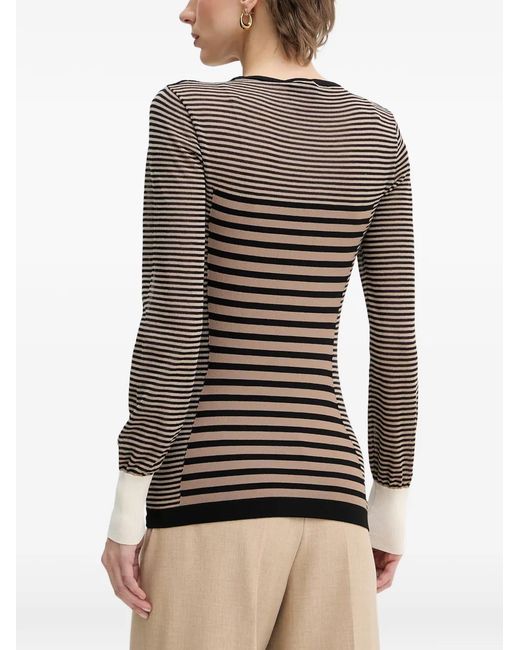 Elisabetta Franchi Natural Horizontal-Stripe Sweater