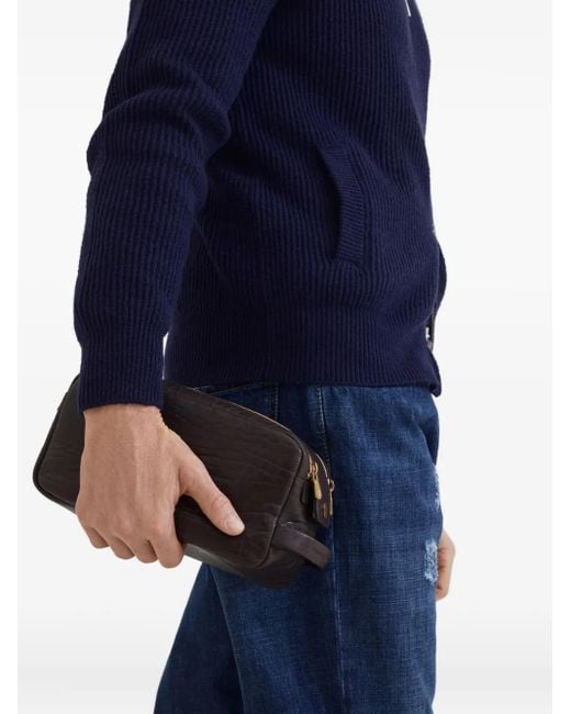 メンズ Brunello Cucinelli レザー トラベルポーチ Black