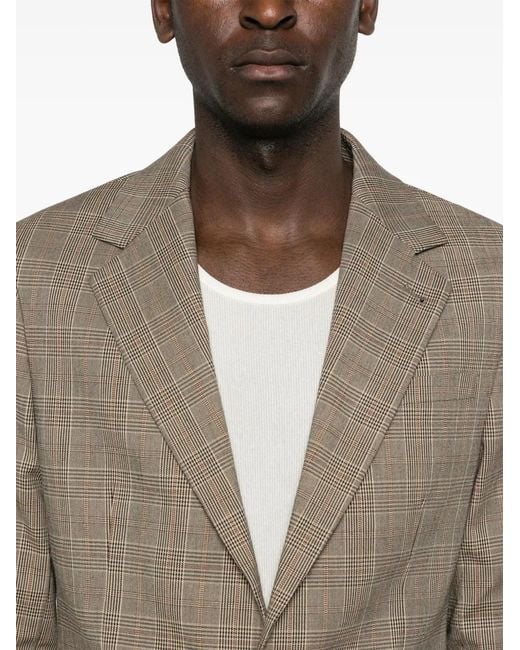 AllSaints Brown Maffrett Fine-Check Blazer for men
