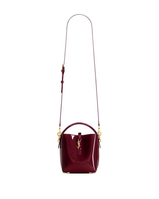 Saint Laurent Le 37 Lakleren Mini Bucket-Tas in het Red
