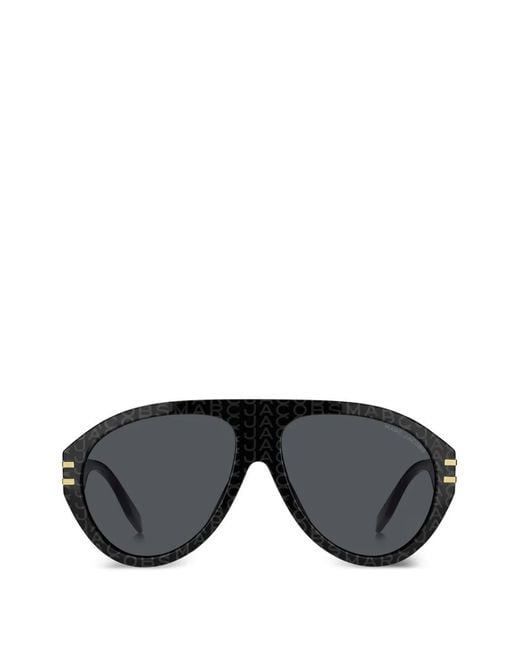 Marc Jacobs Black Logo-Patterned Pilot-Frame Sunglasses for men