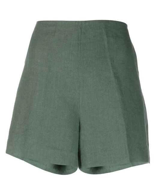 Polo Ralph Lauren Green Linen Flat-Front Shorts