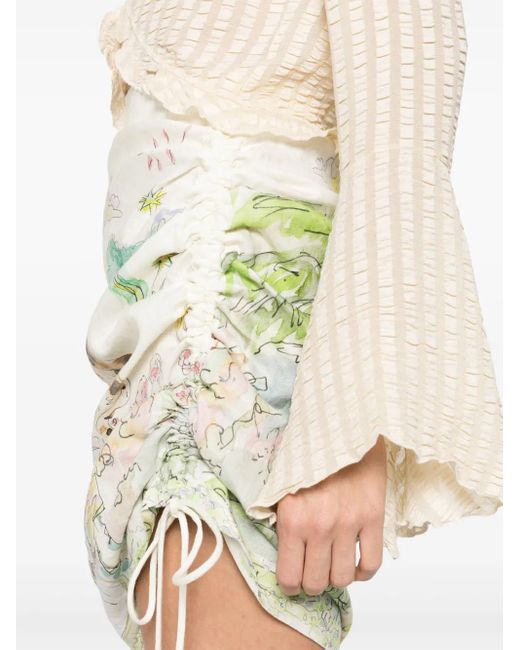 ALÉMAIS White Linen Draped Skirt