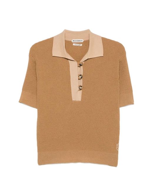 J.W. Anderson Natural Knitted Polo Top
