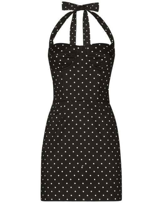 Dolce & Gabbana Black Polka-dot Corset Minidress