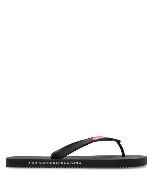DIESEL Black Sa-Rio Logo Flip Flops for men