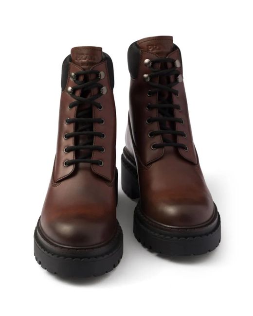 Prada Brown Leather Ankle Booties