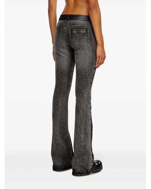DIESEL Black Contrast-Panel Flared Trousers