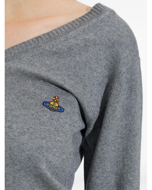 Vivienne Westwood Gray Beatrice V-Neck Sweater