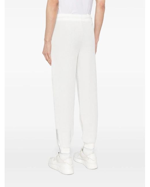 Sease White Honeycomb Knit Track Pants for men