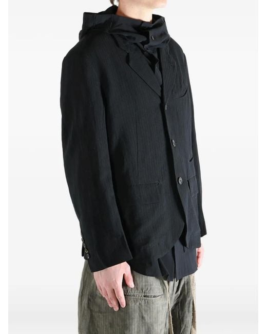 Ziggy Chen Black Single-Breasted Crinkled Jacket for men