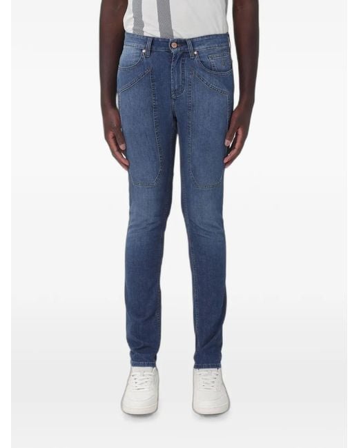 Jeckerson Blue Panelled-Design Jeans for men