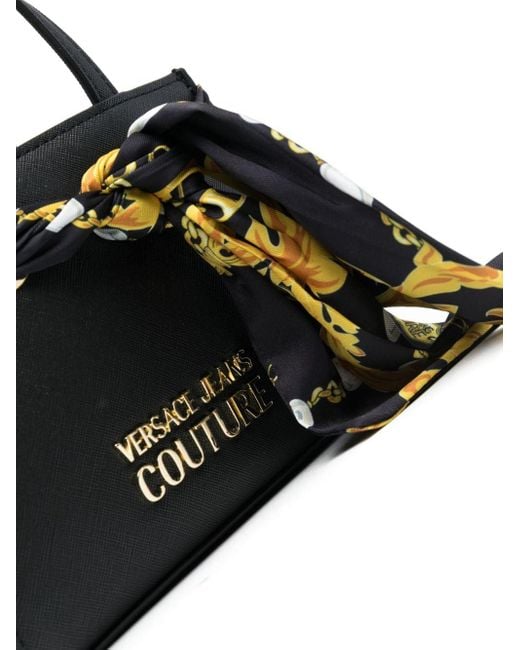Mini sac Chain Couture à détail de foulard Versace en coloris Black