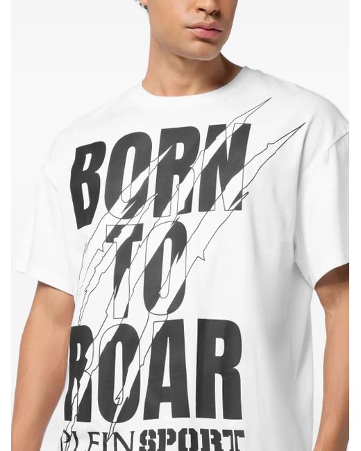 Philipp Plein White Round Neck T-Shirt Scratch Scratch for men