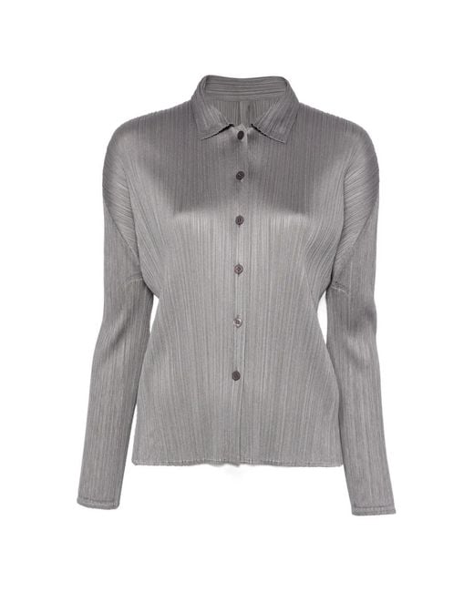 Pleats Please Issey Miyake Gray Pleated Shirt