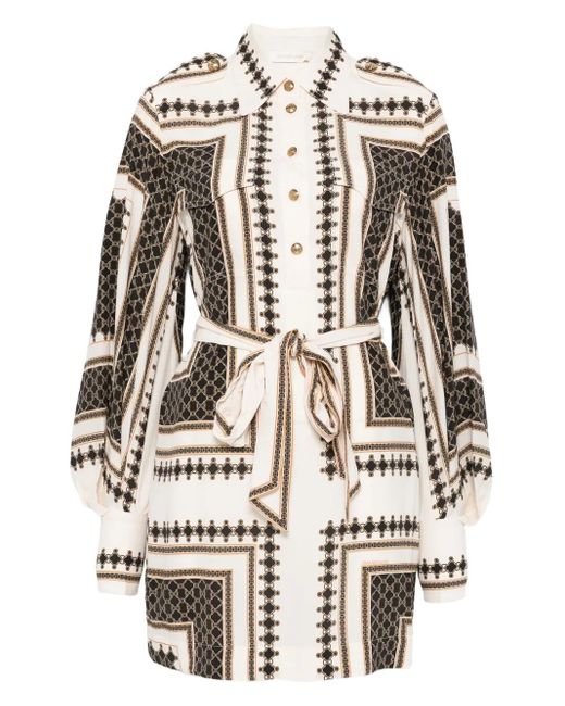 Zimmermann Mini-Jurk Met Geometrische Print En Ceintuur in het White