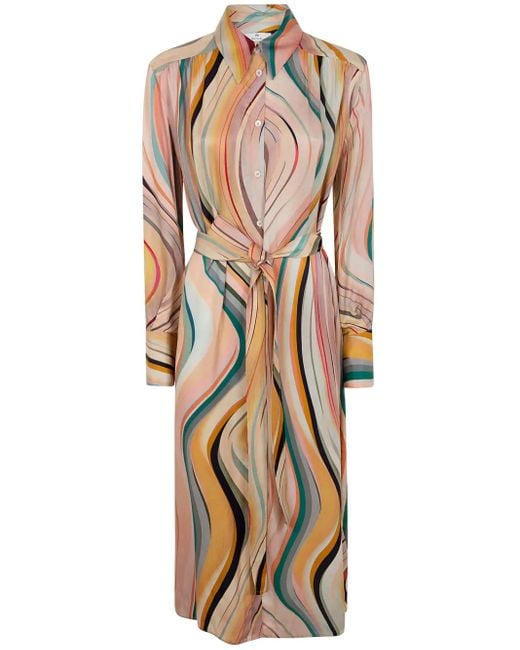 Paul Smith Natural Patterned Midi Dress