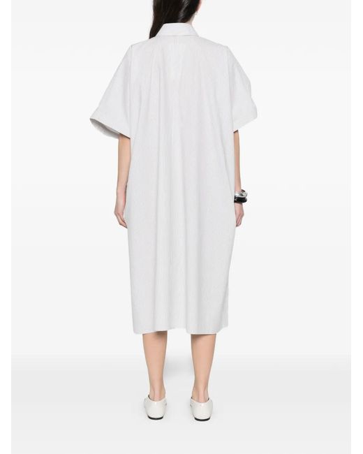 MM6 by Maison Margiela White Striped Midi Shirt Dress