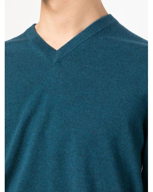 Ballantyne Blue Ribbed-Knit V-Neck Sweater for men