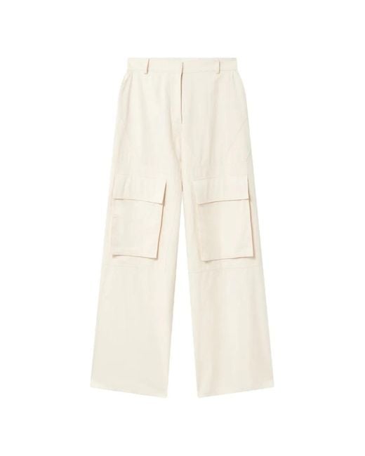 Stella McCartney White Washed Cotton Cargo Trousers