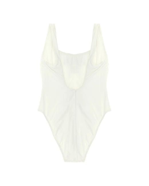 Polo Ralph Lauren White Polo Logo-Print Swimsuit