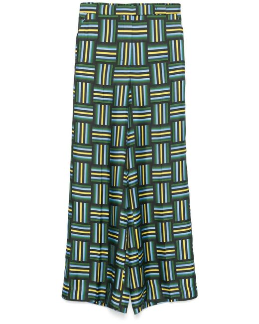 Dorothee Schumacher Green Printed Silk Trousers