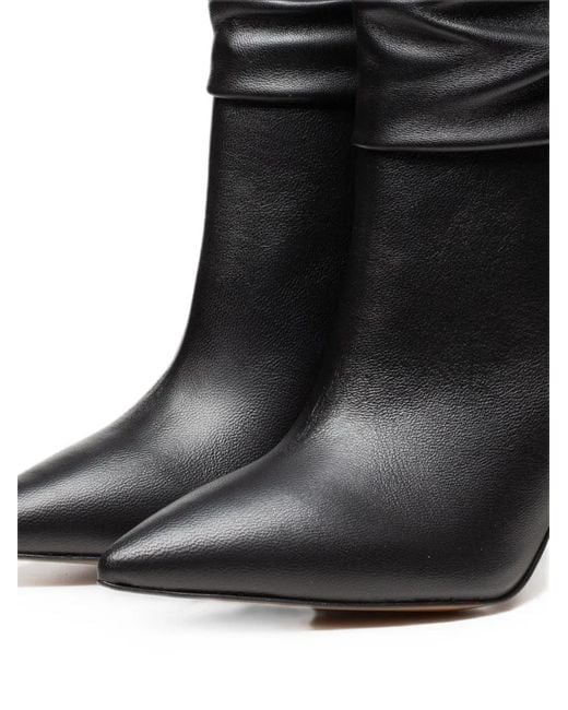 Poche Paris Black Slouchy Pointed-Toe Ankle Boots