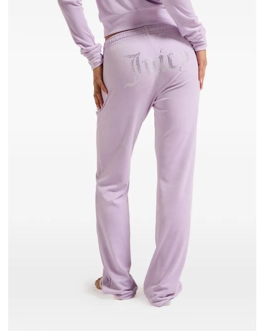 Juicy Couture Purple Diamanté Velour Track Pants