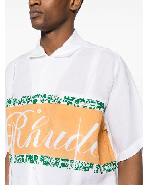 Camicia con stampa di Rhude in White da Uomo