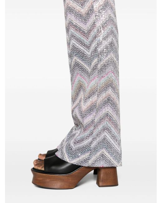 Missoni Gray Sequinned Zigzag-Woven Flared Trousers