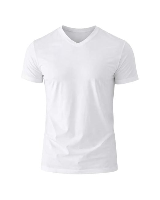 Patrick Assaraf White T-Shirt À Col V for men