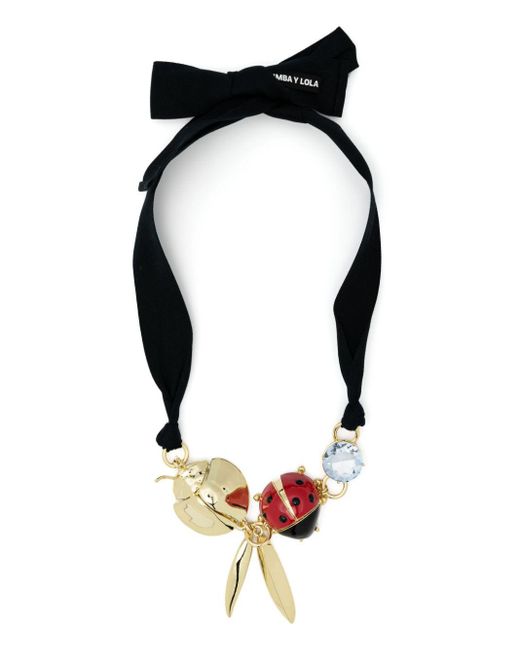 Bimba Y Lola Black Ladybug-pendant Necklace