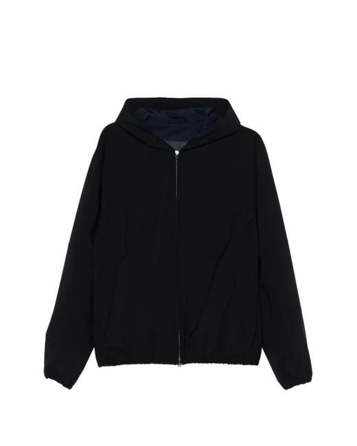 Herno Black Hooded Zip Jacket for men
