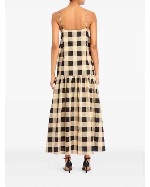 SER.O.YA Natural Gestuftes Aydan Maxikleid Mit Vichy-Karo