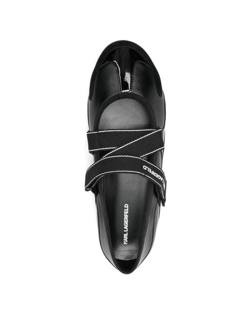 Karl Lagerfeld White Ballerines Altia À Brides Croisées