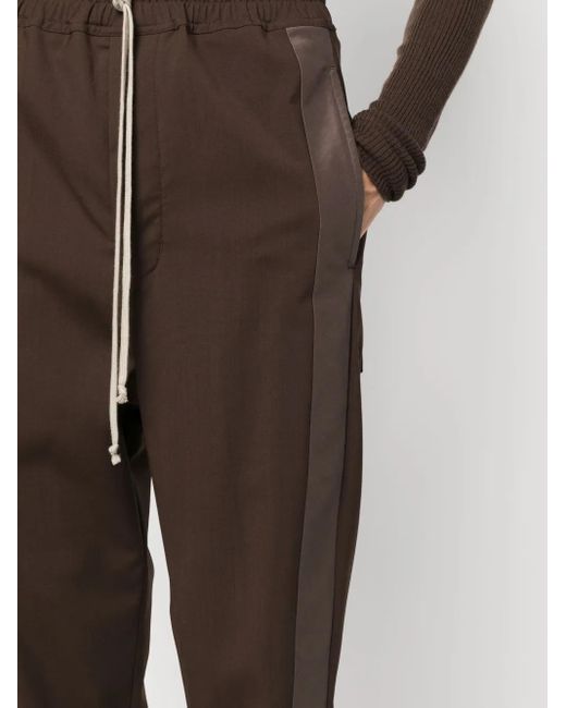 Rick Owens Brown Side-Stripe Cropped Trousers