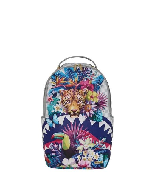 Sprayground Blue Shark Jungle-print Backpack