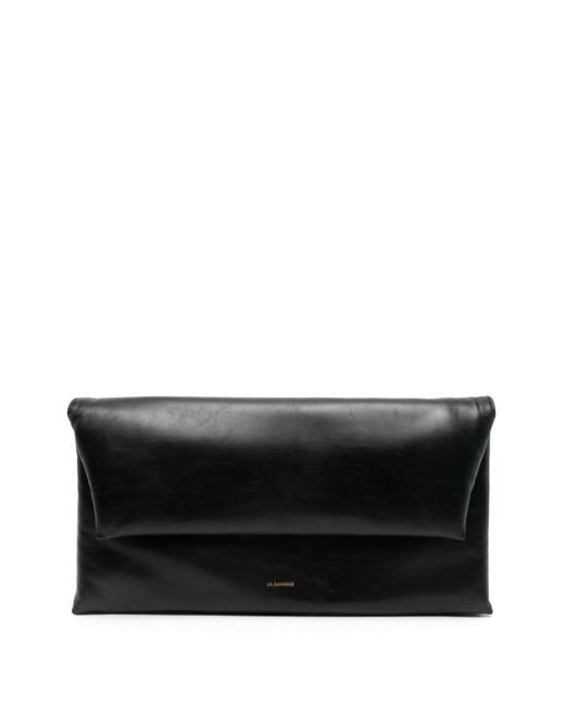 Jil Sander Black Logo-print Leather Clutch Bag