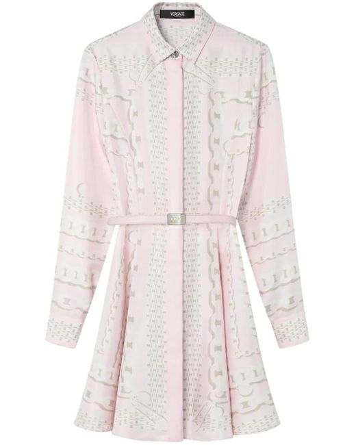 Versace Korte Jurk Met Print in het Pink