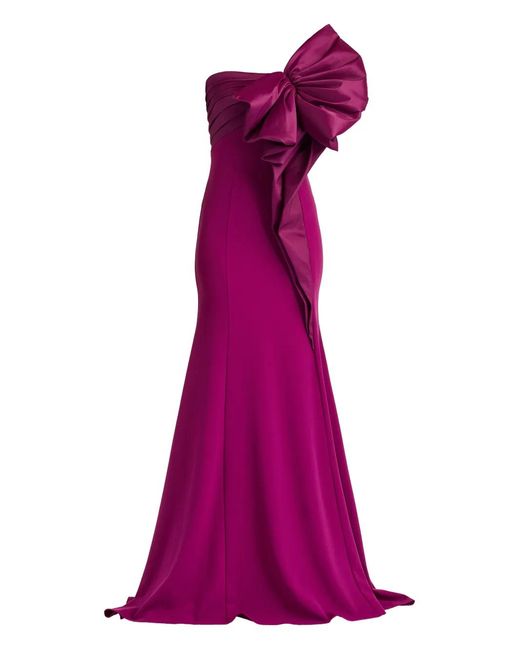 Tadashi Shoji Purple Breton Sculpted Bow Gown